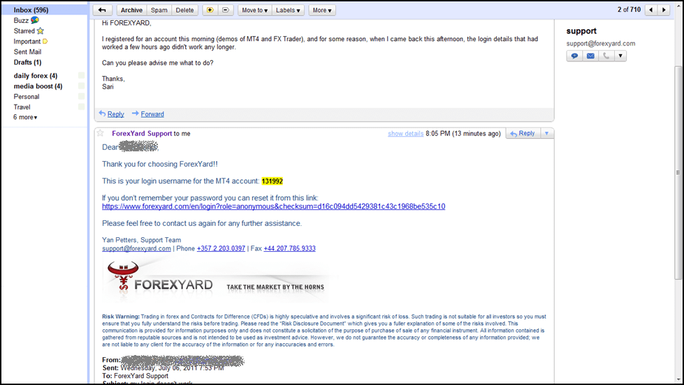 Email von FOREXYARD Email von FOREXYARD